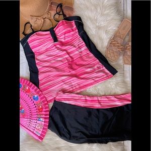 Two Piece Tankini Top Skirt Bottom Swimsuit